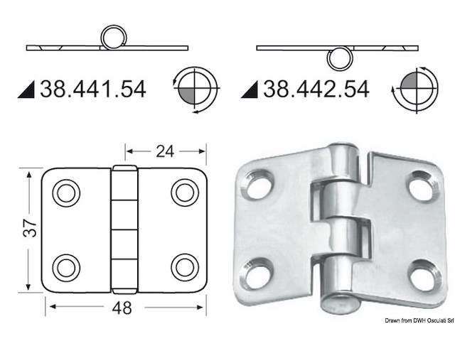 Cerniera nodo sporgente 48x37 mm