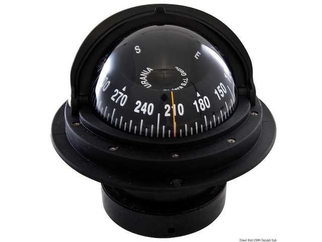 Bussola Riviera 4" con coperchio nera/nera rosa frontale