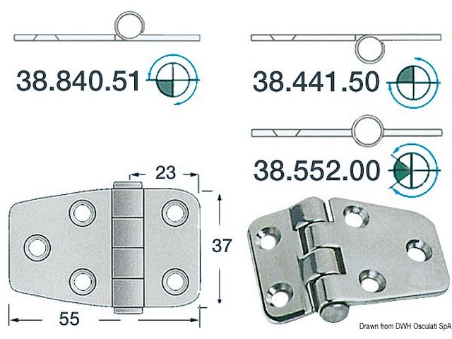 Cerniera inox 55x37 mm