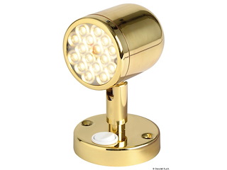 Faretto snodato con interruttore ottone lucido