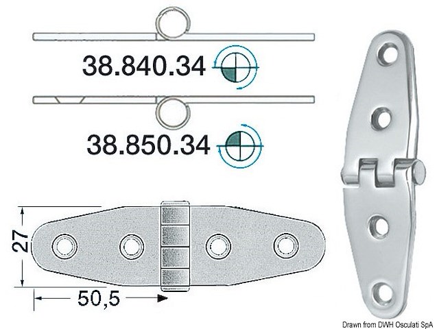 Cerniera inox rovesciata