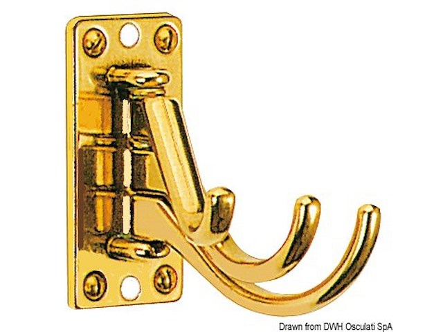 Appendiabiti 3 ganci ottone lucido 73x36