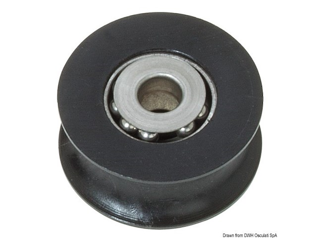 Puleggia in delrin su sfere inox mm 28 Ø 10