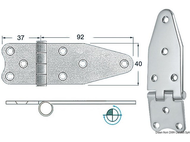 Cerniera nodo rovesc. 129x40 mm