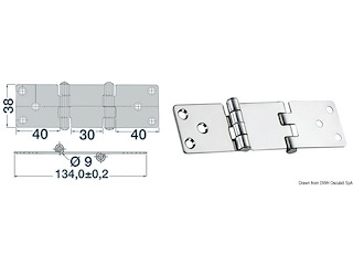 Cerniera inox 134x38 mm