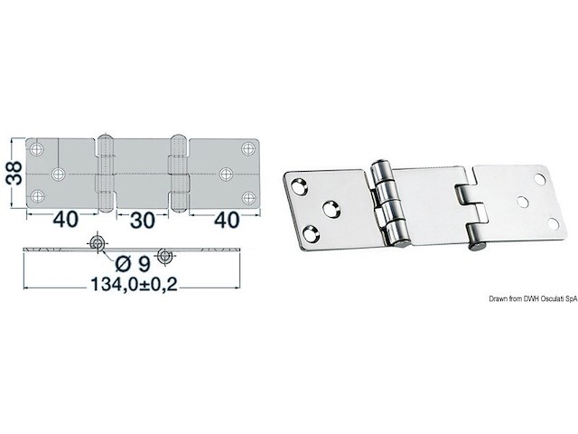 Cerniera inox 134x38 mm
