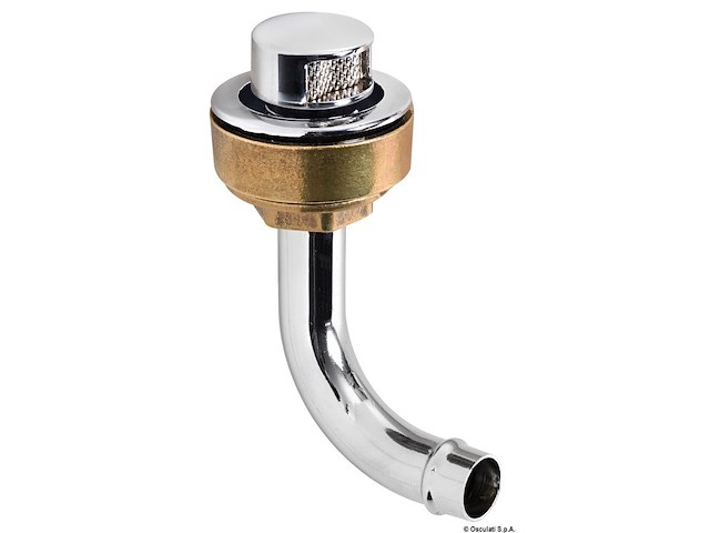 Sfiato ottone cromato 16 mm 90° destro