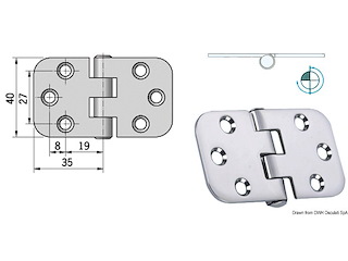 Cerniera inox rovesciata 70x39 mm