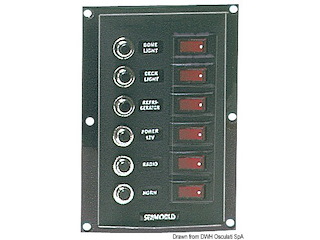 Pannello 6 interruttori+6 fusibili vericale