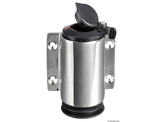 Basetta a parete inox cappuccio nero 2 contatti