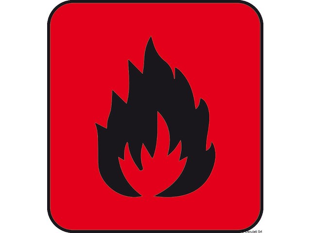 Adesivo pericolo incendio (foglio da 10 loghi) 25x27