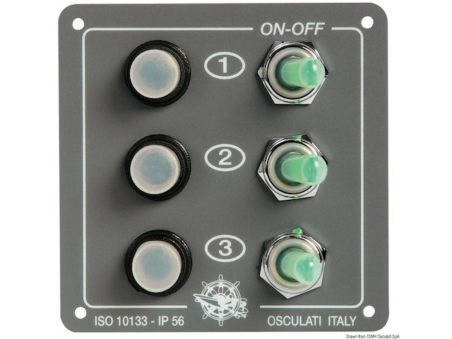 Pannello 3 interruttori riarmabili