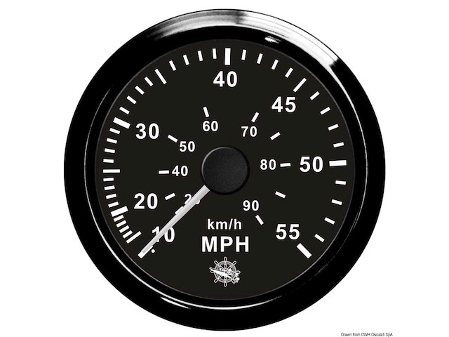 Spidometro Pitot 0-55 MPH nero/nera