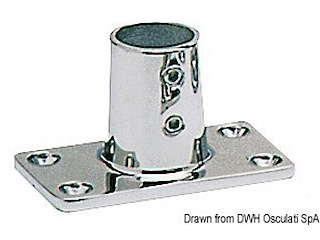 Base inox diritta quadra 22 mm