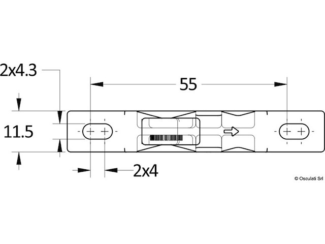 Chiusura a spinta con gancio Grabber 55 mm argento