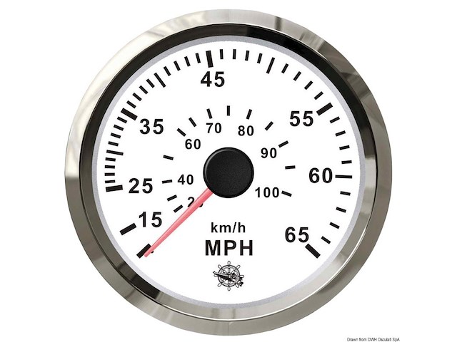 Spidometro Pitot 0-65 MPH bianco/lucida