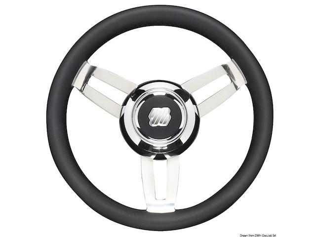 Volante Morosini nero 350mm razze inox 304