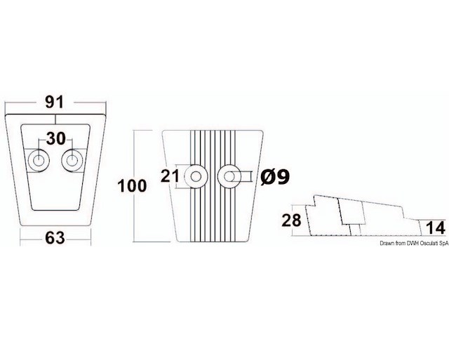 Anodo alluminio piede Volvo SX/DPS