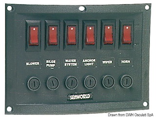 Pannello 6 interruttori orizzontale