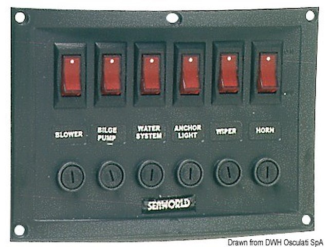 Pannello 6 interruttori orizzontale