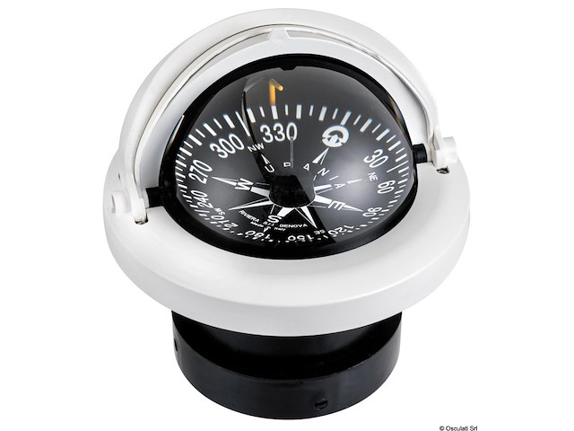 Bussola Riviera 4" con coperchio bianca/nera rosa piana