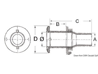 Scarico a mare inox 1/2" x 18 mm