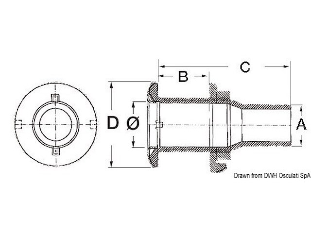 Scarico a mare inox 1/2" x 18 mm