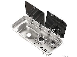 Piano cottura 2 fuochi - lavello SX con miscelatore