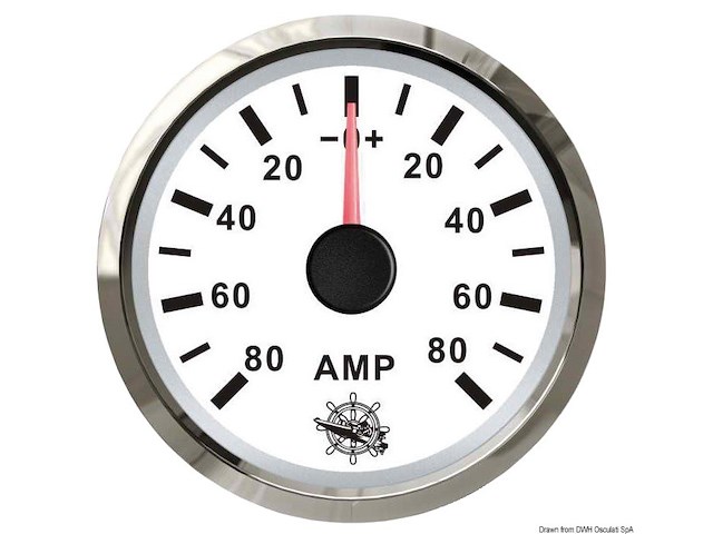 Amperometro con shunt 80 A bianco/lucida