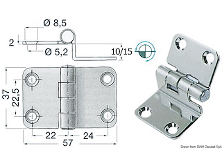 Cerniera inox 57x37x15 mm