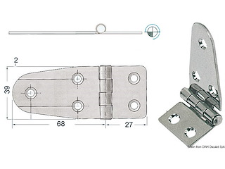 Cerniera inox asimm. 95x39 mm