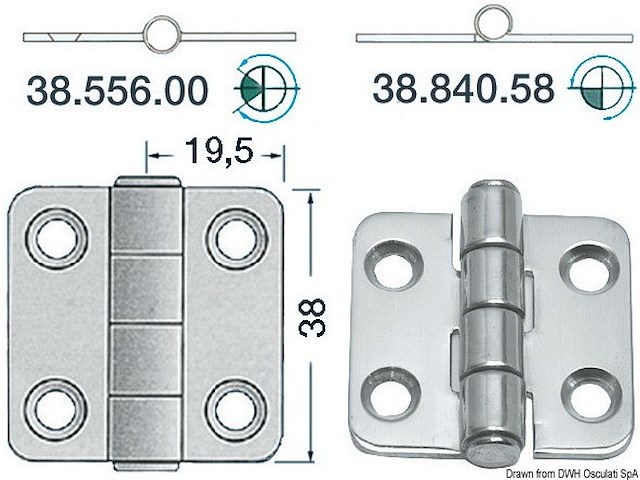 Cerniera inox 38x39 mm