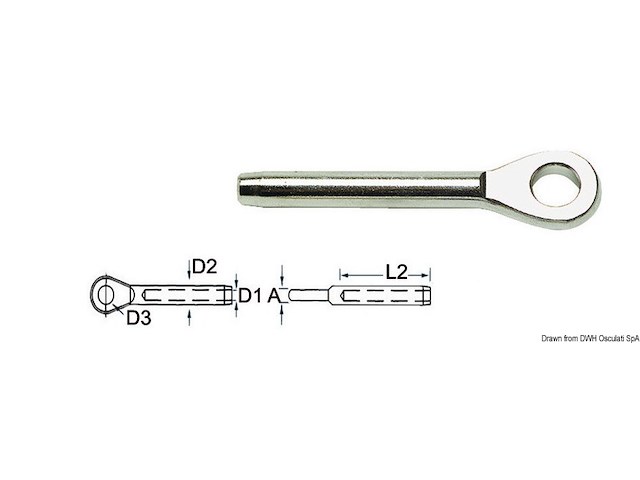 Terminale inox occhio Ø 8 mm