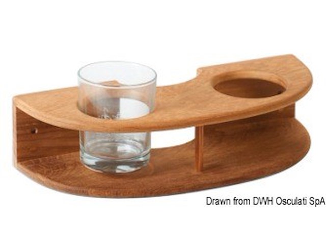 Portabicchiere teak a parete 2 posti