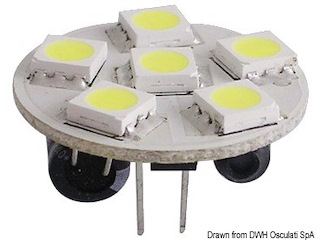 Lampadina 6 LED G4 Ø 24 mm attacco posteriore