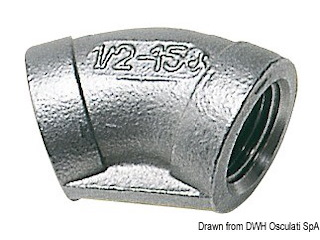 Gomito inox femmina/femmina 45° 1/2"