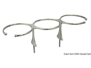 Portabicchieri inox triplo con prigionieri