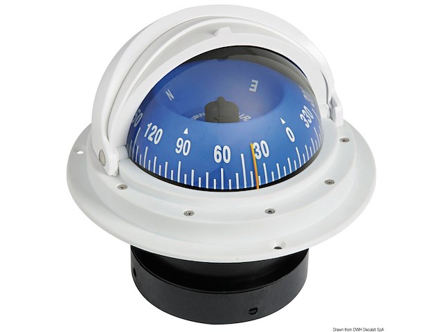 Bussola Riviera 4" con coperchio bianca/blu rosa frontale