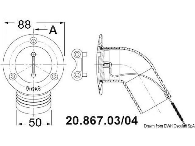 Tappo inox 30° Diesel 50 mm
