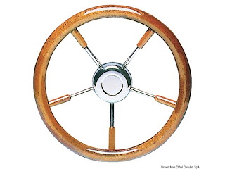 Volante inox+mogano 350 mm