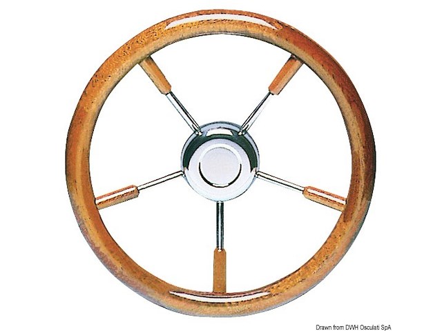 Volante inox+mogano 350 mm