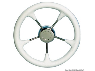 Volante poliuretano razze inox Ø mm 280 bianco