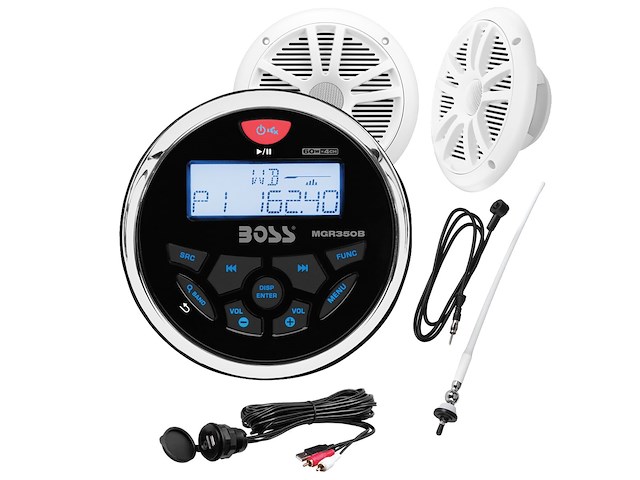 Stereo Boss Marine MGR350B - Casse MR6W da 6.5 180Watts - Antenna MRANT12W e cavo MUSB35