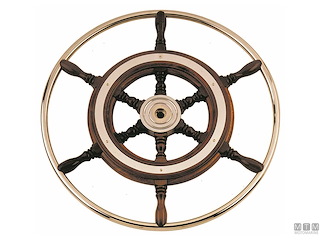 RUOTA TIMONE IN ACCIAIO INOX E MOGANO D420MM
