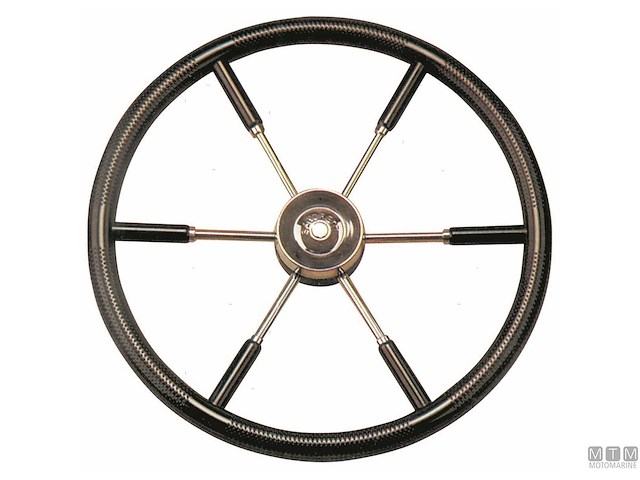 VOLANTE IN ACCIAIO INOX E POLIURETANO NERO D550MM