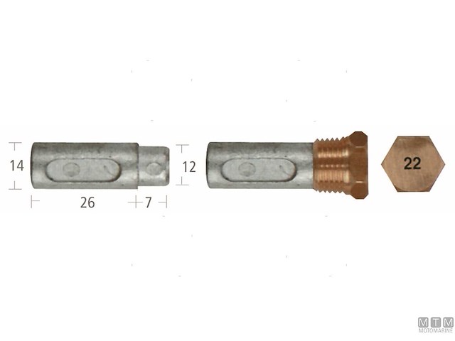 ANODO BARROTTO+TAPPO FORD 14X26MM ZN 