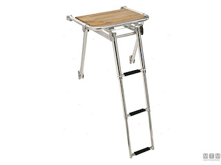 PLANCIA 45X39CM CON SCALETTA IN CAGE 3 GRADINI ACCIAIO INOX E TEAK