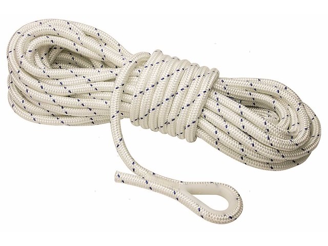 TRECCIA LAPO IN POLIESTERE CON REDANCIA INOX BIANCA 8MM 30M