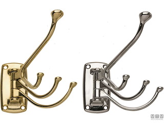 APPENDIABITI 4 GANCI  IN OTTONE CROMATO