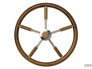 RUOTA TIMONE IN ACCIAIO INOX E TEAK D400MM